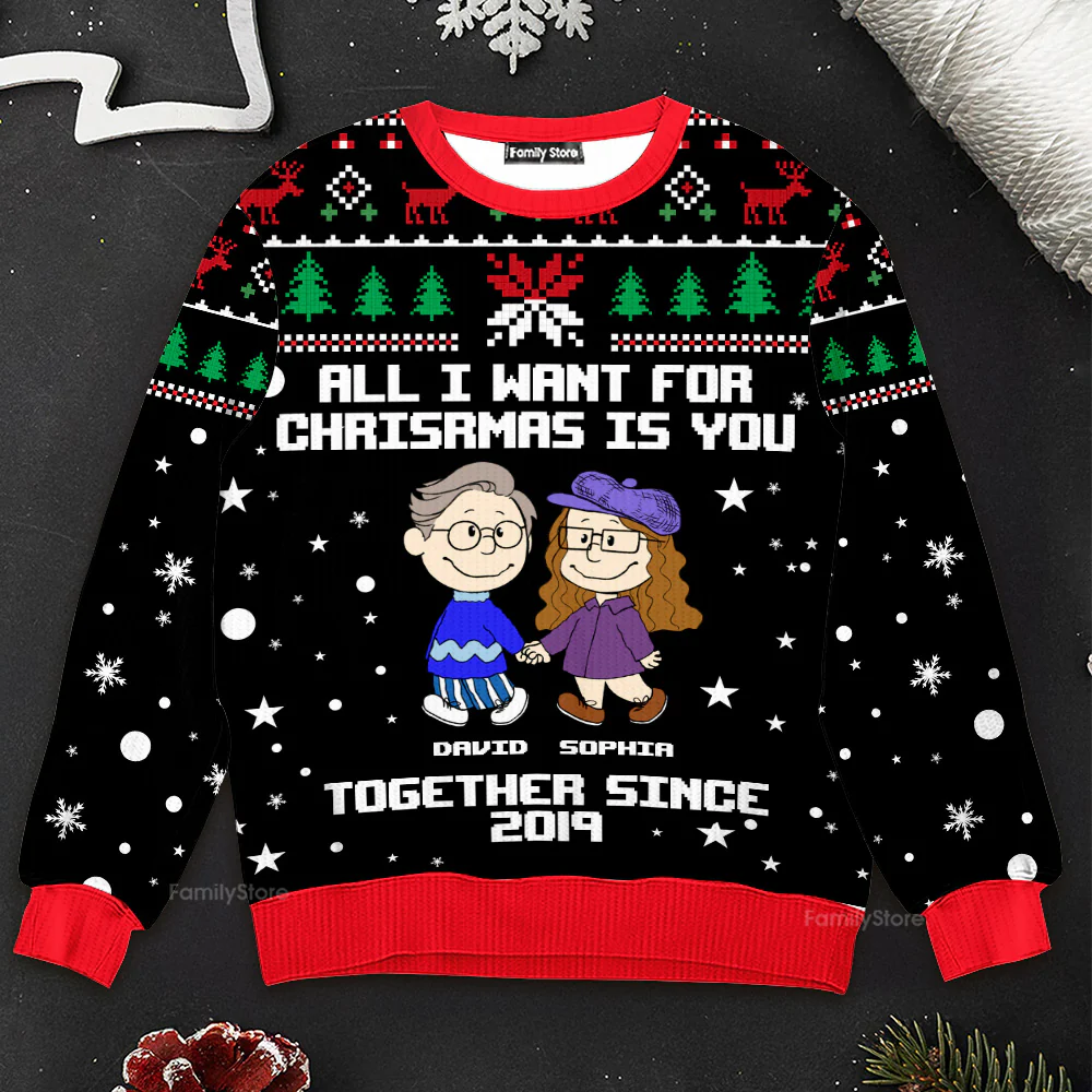 Penu All I Want For Christmas Is You - Personalized Ugly Sweater - Gift For Couple | CL43 PT - Image 3