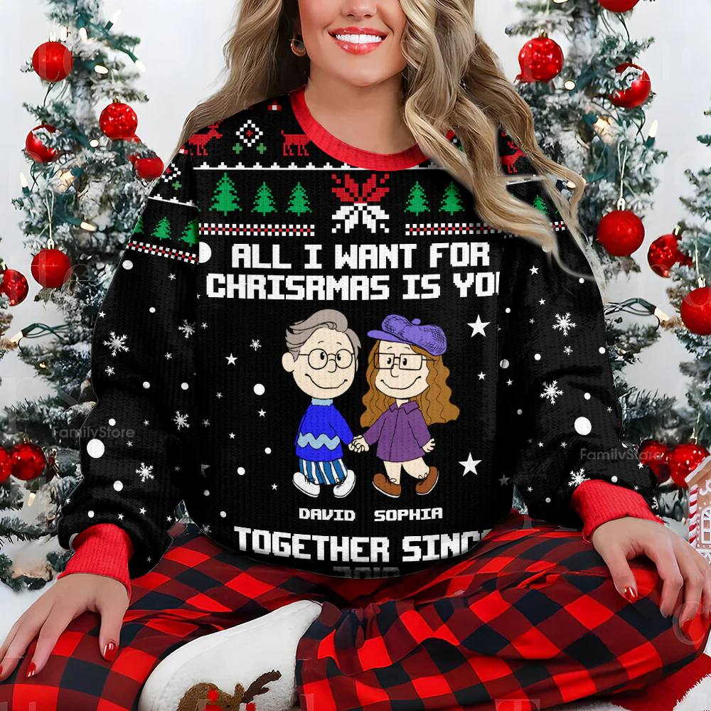 Penu All I Want For Christmas Is You - Personalized Ugly Sweater - Gift For Couple | CL43 PT - Image 4