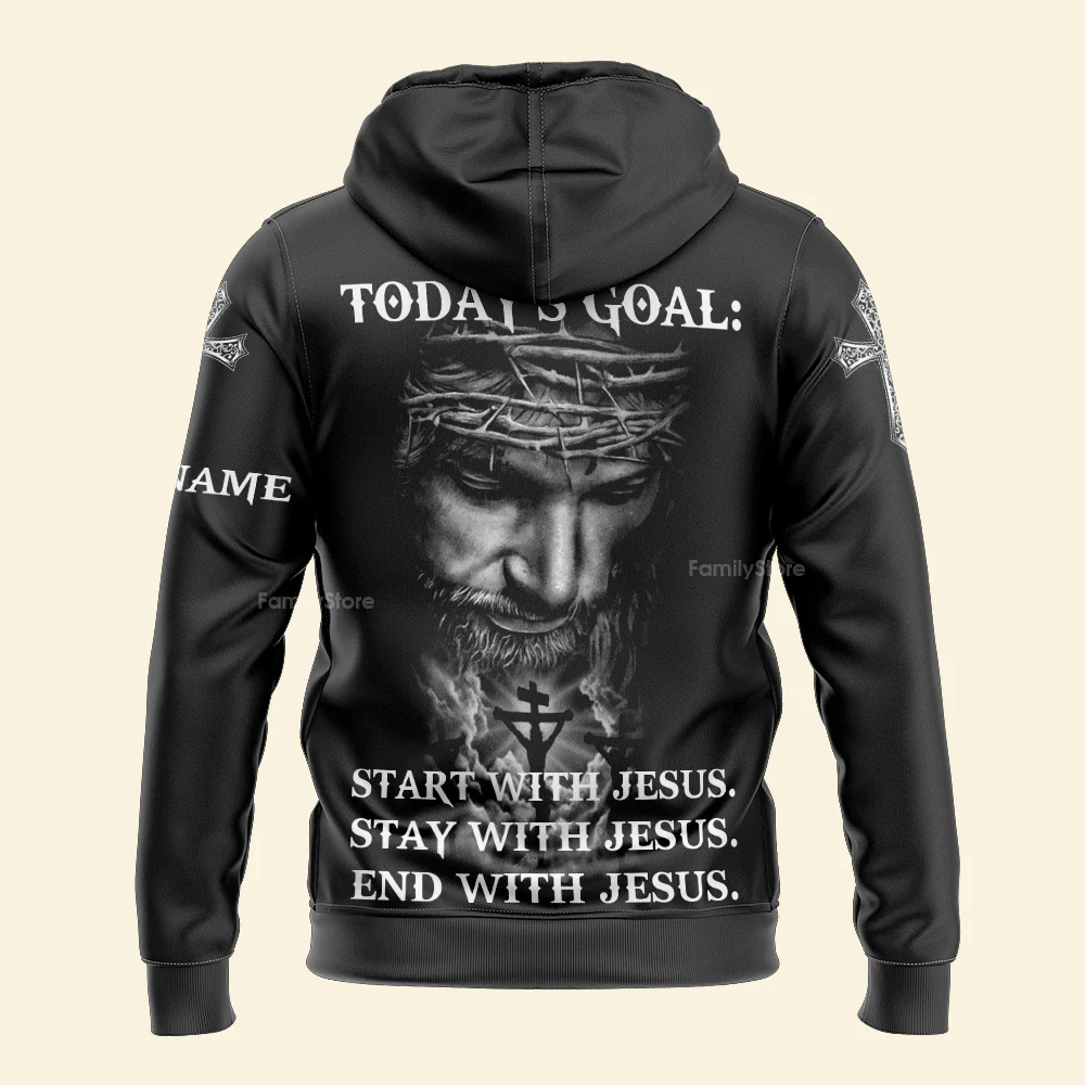 Personalized Start Stay End With Jesus Christian Hoodie For Men & Women - Image 4