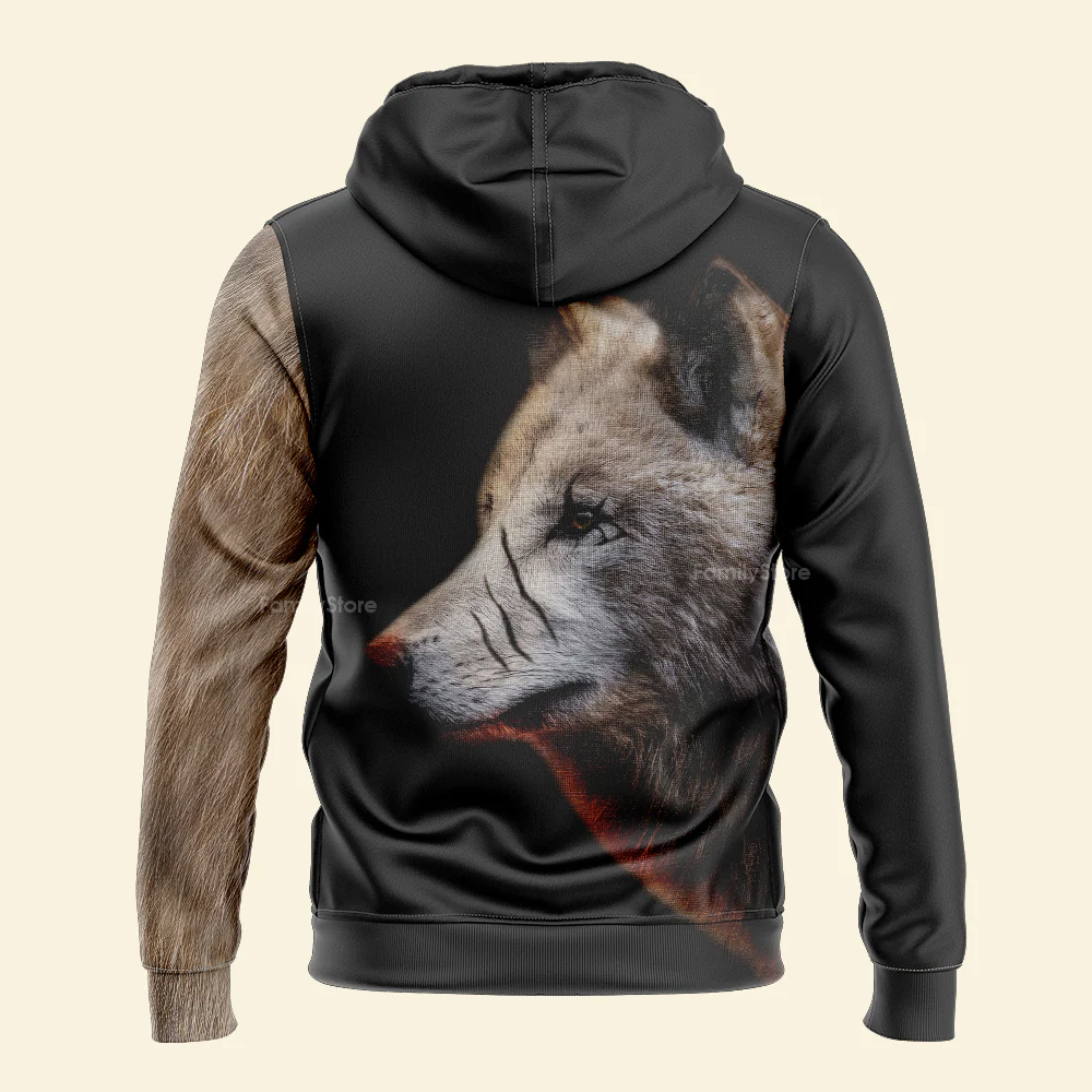 Personalized Gray Wolf Hoodie For Men And Women - Image 4