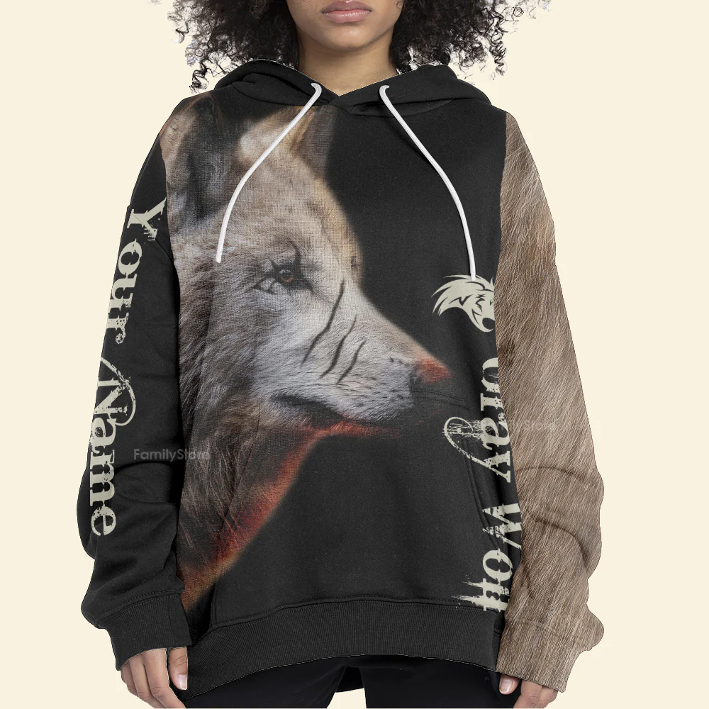 Personalized Gray Wolf Hoodie For Men And Women - Image 5