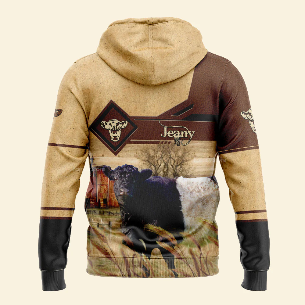 Personalized Name Uni Belted Galloway On Farms Hoodie - Image 4