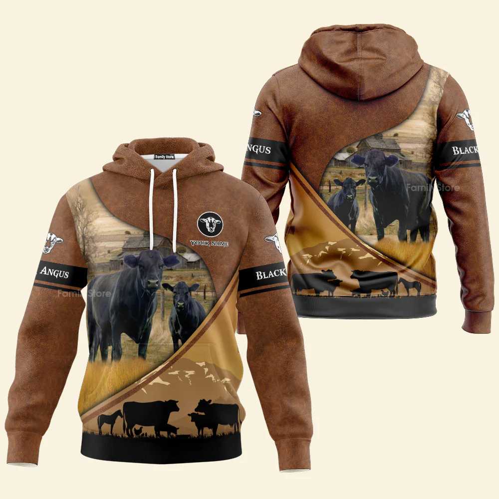 Personalized Uni Black Angus Farming Dark Brown 3D Hoodie - Image 2