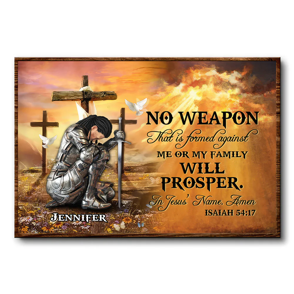 Personalized Woman Warrior No Weapon Formed Against Us Shall Prosper-Isaiah 54:17 - Canvas Prints And Poster | CLGOD03 - Image 2