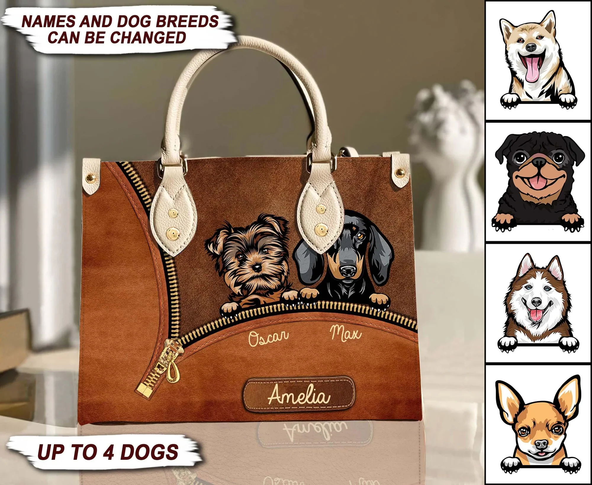 Pets Make Life Sweeter - Personalized Leather Handbag - Gift for Dog Lovers, Dog Mom | CLP13 NH96