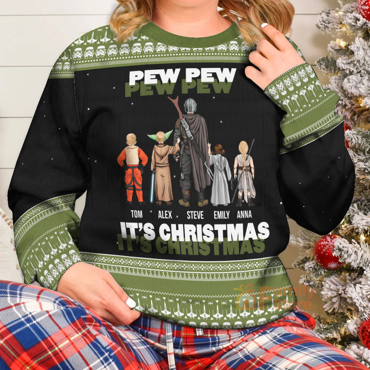 Pew Pew It's Christmas Stwa - Personalized Ugly Sweatshirt - Gift for Dad, Grandpa, Husband CL08 NH96