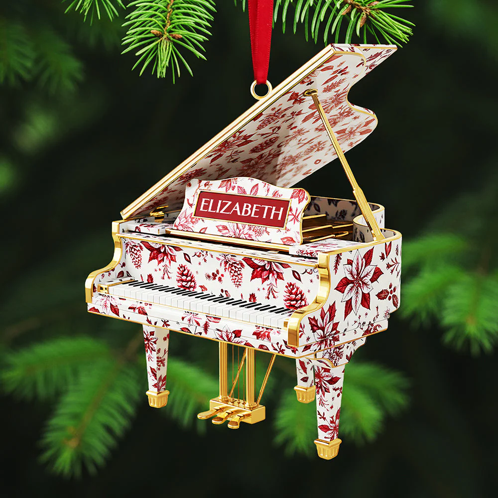 Piano Toile de Jouy -Personalized Acrylic Ornament - Christmas Gift For Guitar Lovers NL122 - Image 2