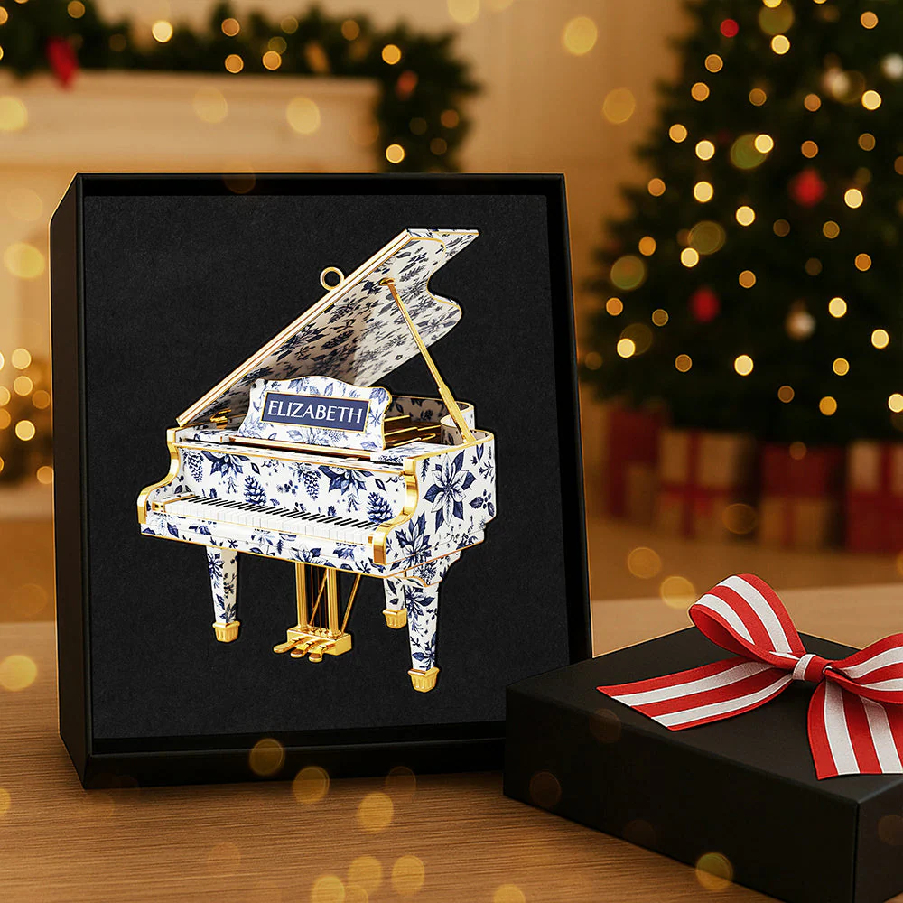 Piano Toile de Jouy -Personalized Acrylic Ornament - Christmas Gift For Guitar Lovers NL122 - Image 3