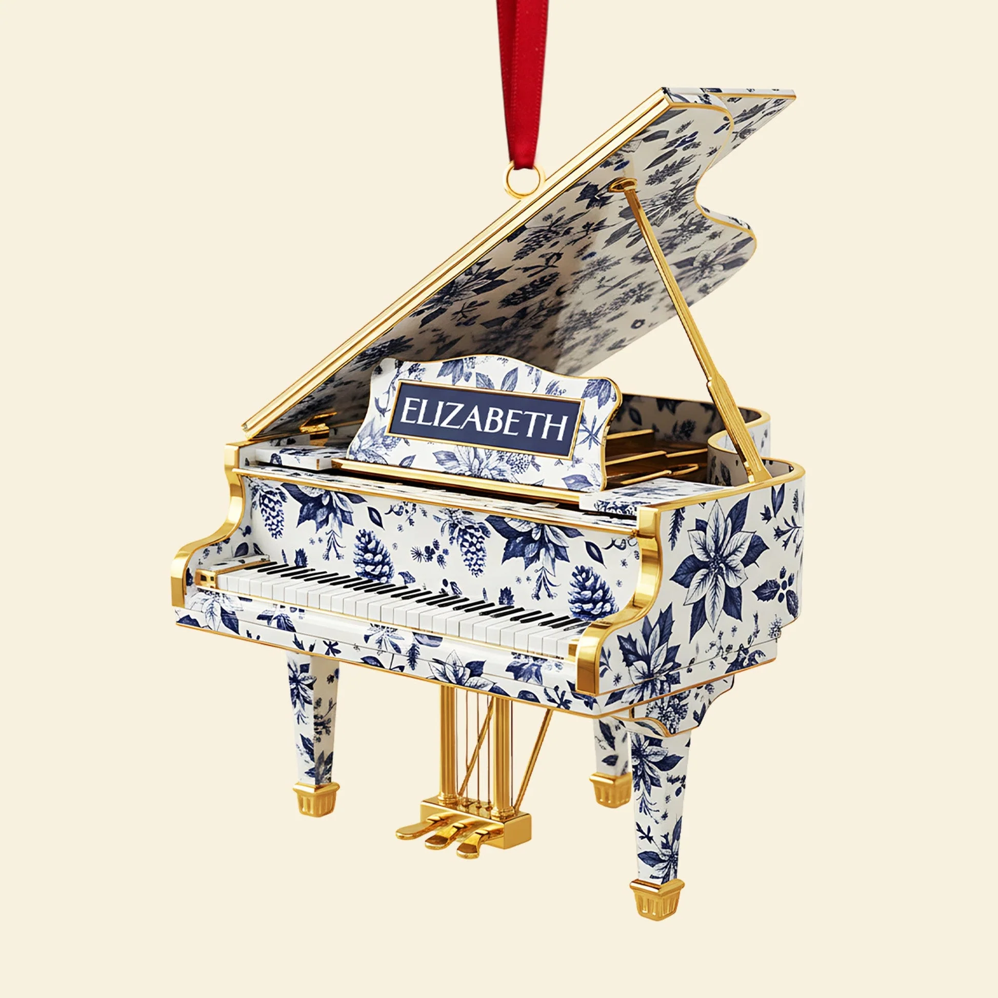 Piano Toile de Jouy -Personalized Acrylic Ornament - Christmas Gift For Guitar Lovers NL122 - Image 4