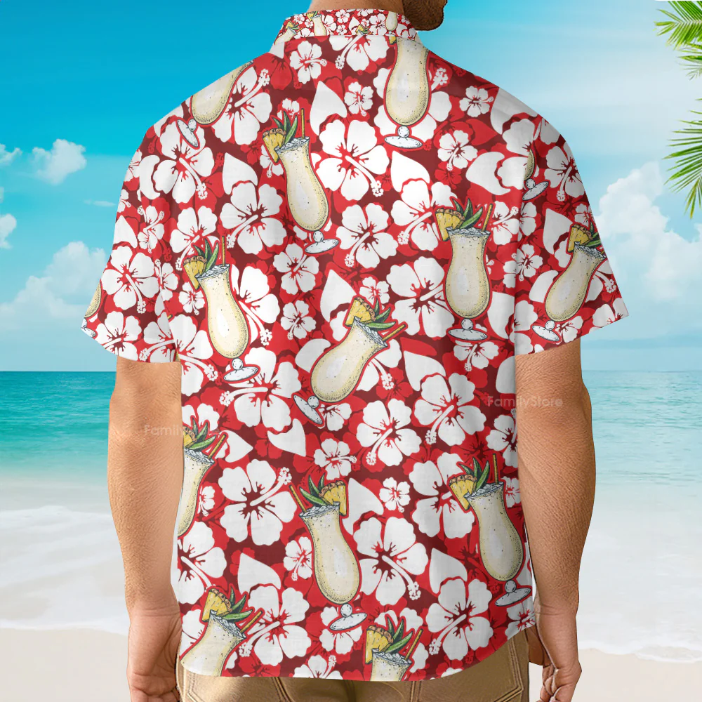 Pina Colada Cocktail Pattern Hawaiian Shirt - Image 3