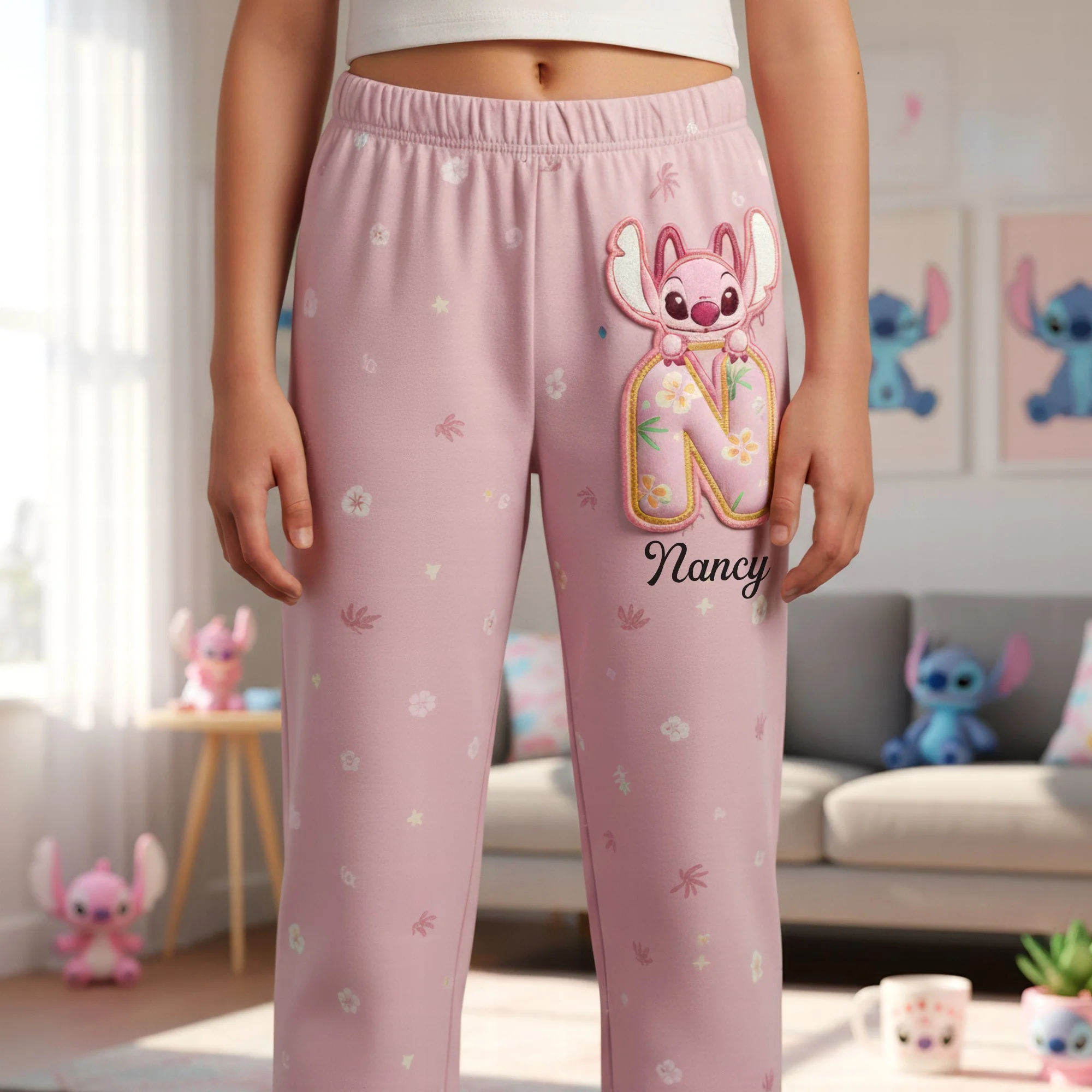 Pink Sti With Alphabet - Personalized Pajama Pants - Gift For Fan Movies HH01 - Image 2