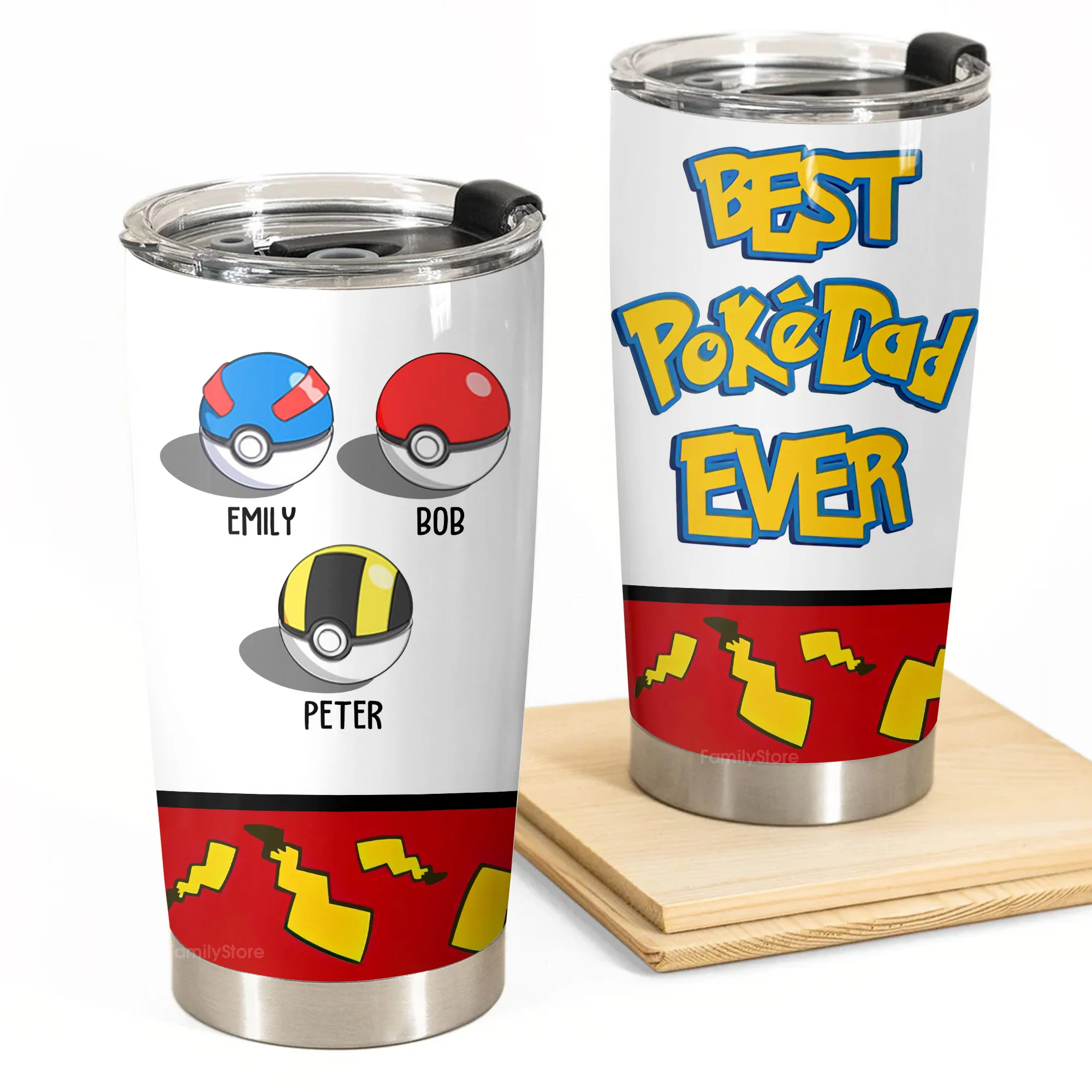 Pokemon Best Pokedad Ever - Personalized Stainless Steel Tumbler - Gift For Dad, Father's Day | CL010 NA94