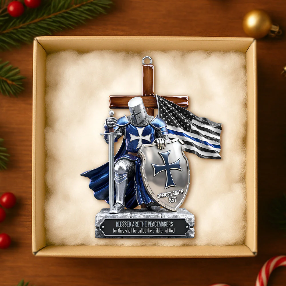 Police Knight Under God - Personalized Acrylic Ornament TD118 - Image 2