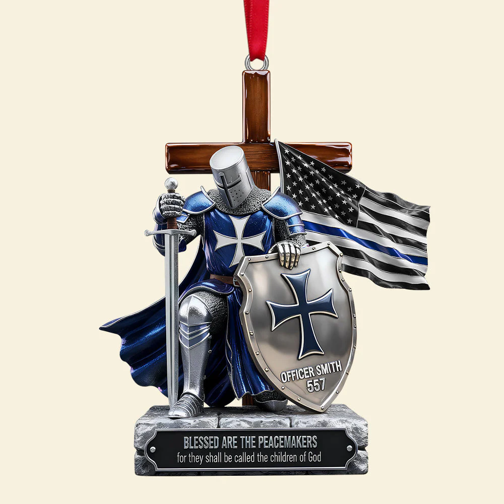 Police Knight Under God - Personalized Acrylic Ornament TD118 - Image 3