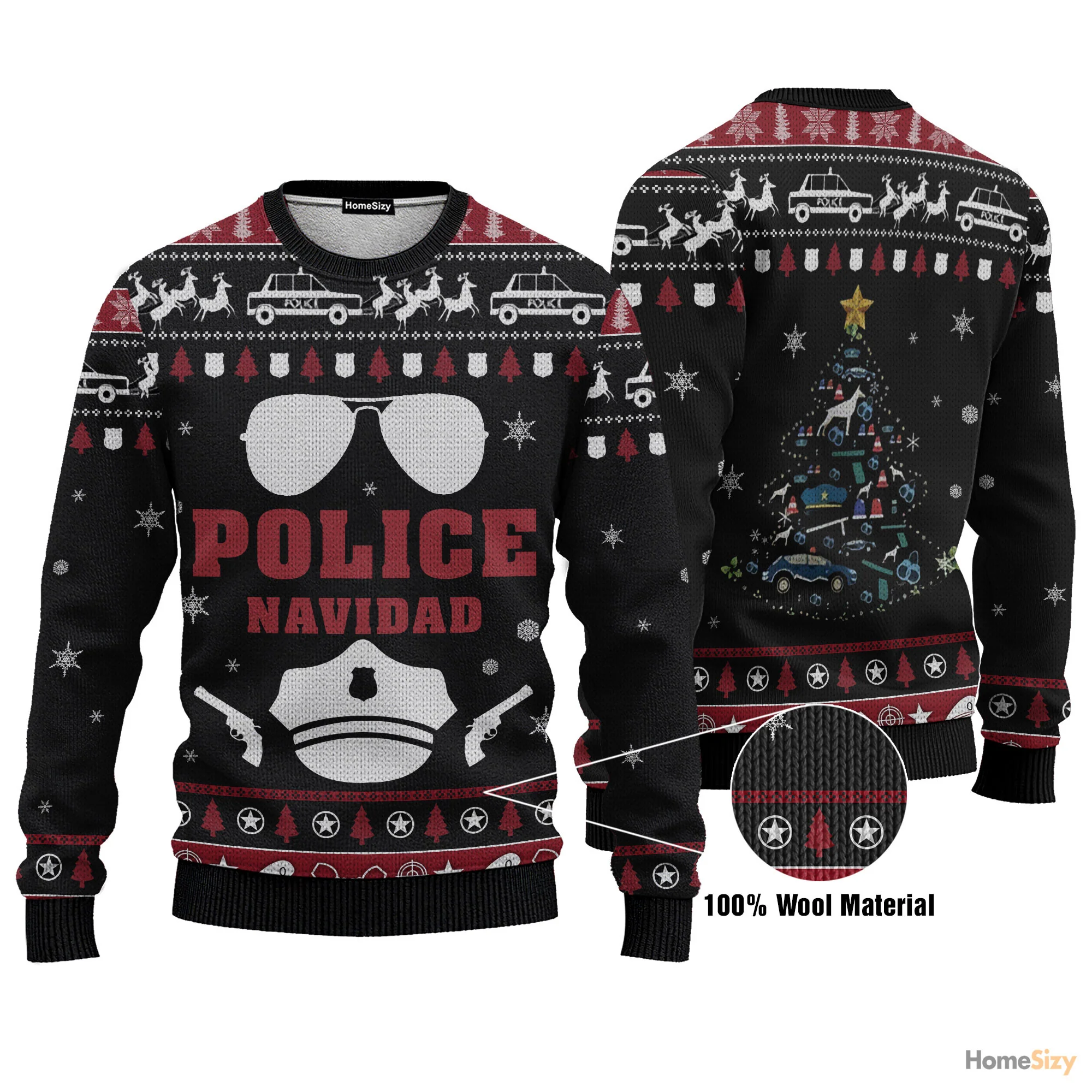 Police Navidad - Funny Ugly Sweatshirt Best Gift For Christmas - Image 3