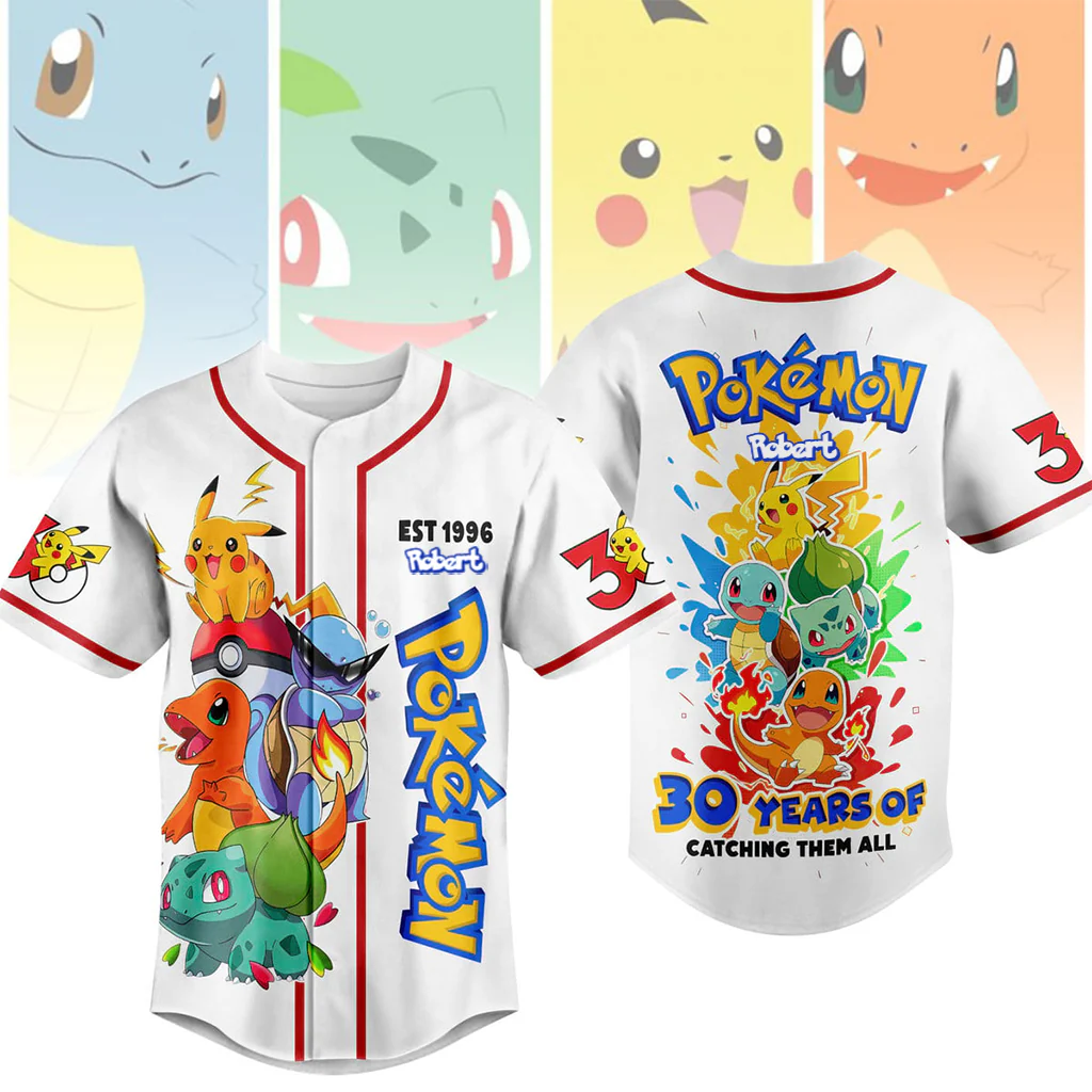 PoMo 30 Years Of Catching Them All - Personalized Baseball Jersey - Gift For Movie Fans HH01