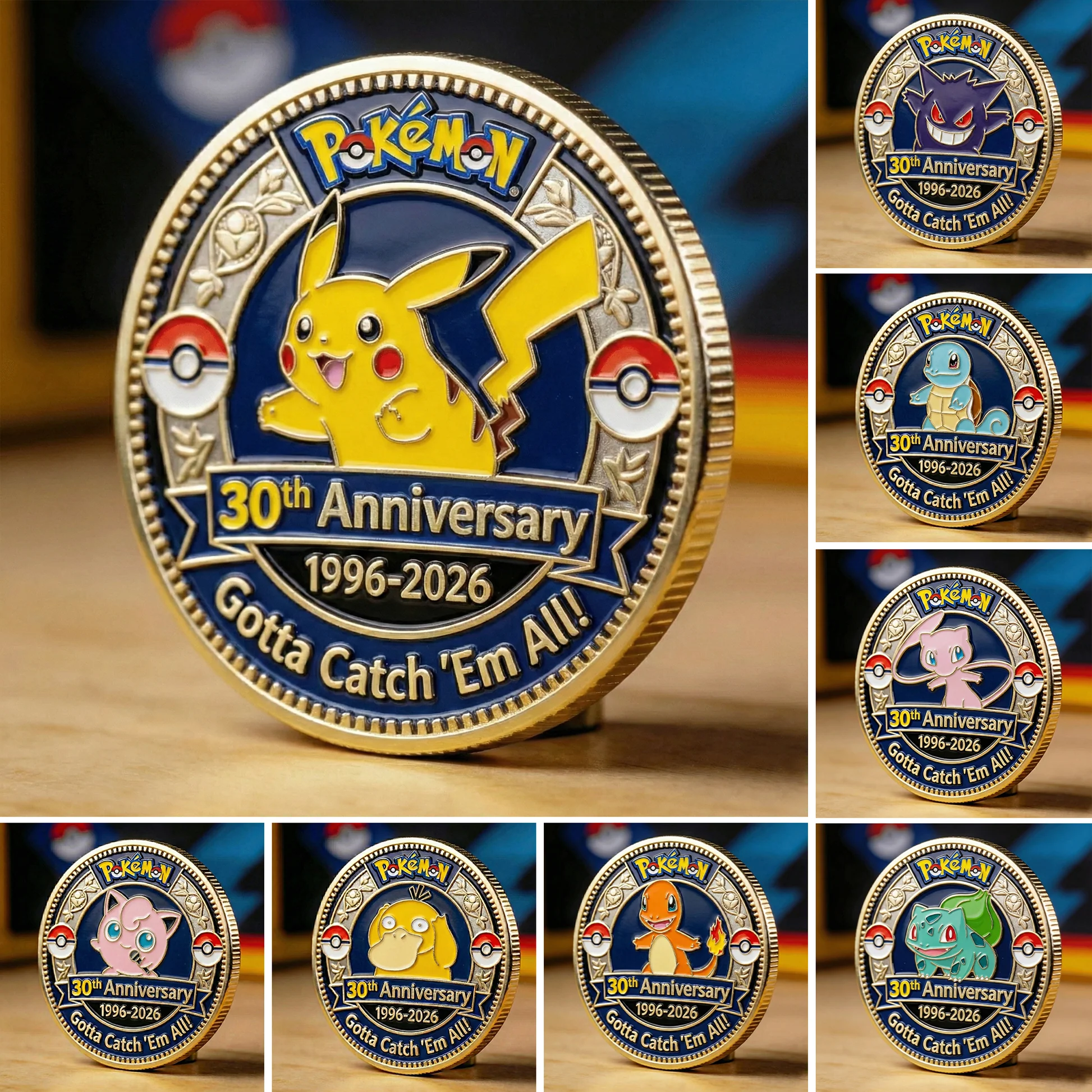 PoMo 30th Anniversary Gotta Catch 'Em All - Personalized Printed Commemorative Coin - Gift For Movie Fans HH01