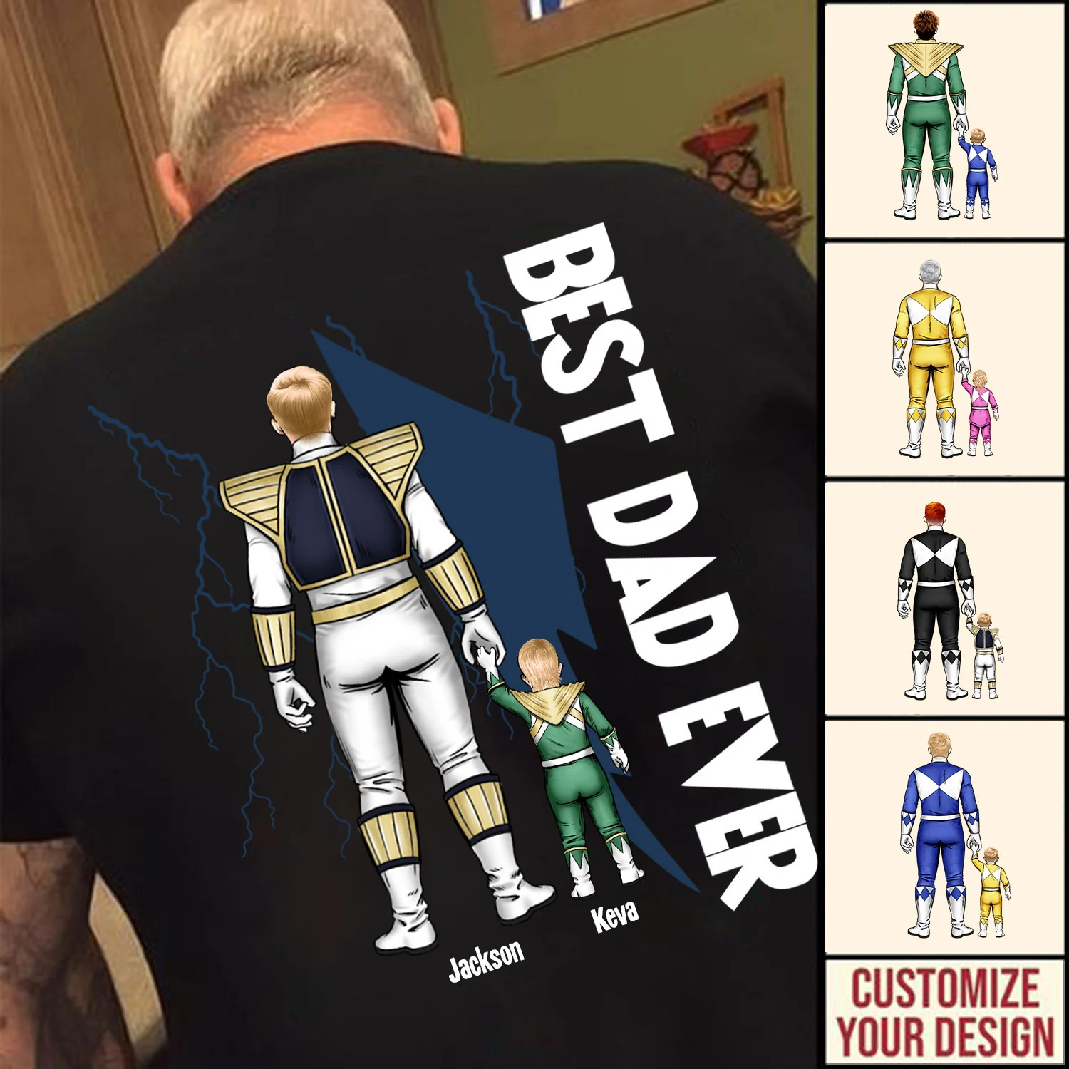 Power Rangers Dad Best Dad Ever - Gift For Father - Personalized TShirt - CL21 NA94 - Image 2