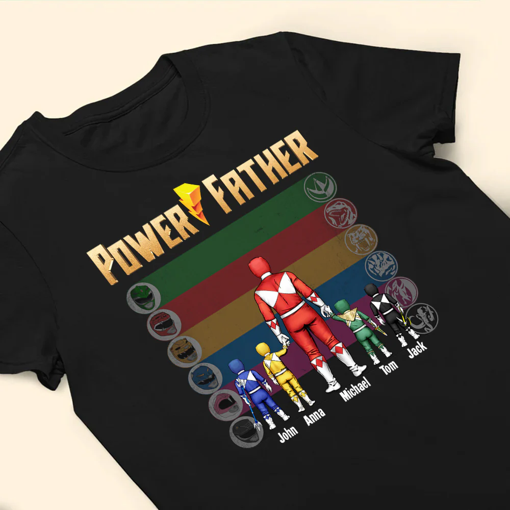 Power Rangers Father Is Number 1 - Gift For Dad - Personalized TShirt - CL21 NA94 - Image 4