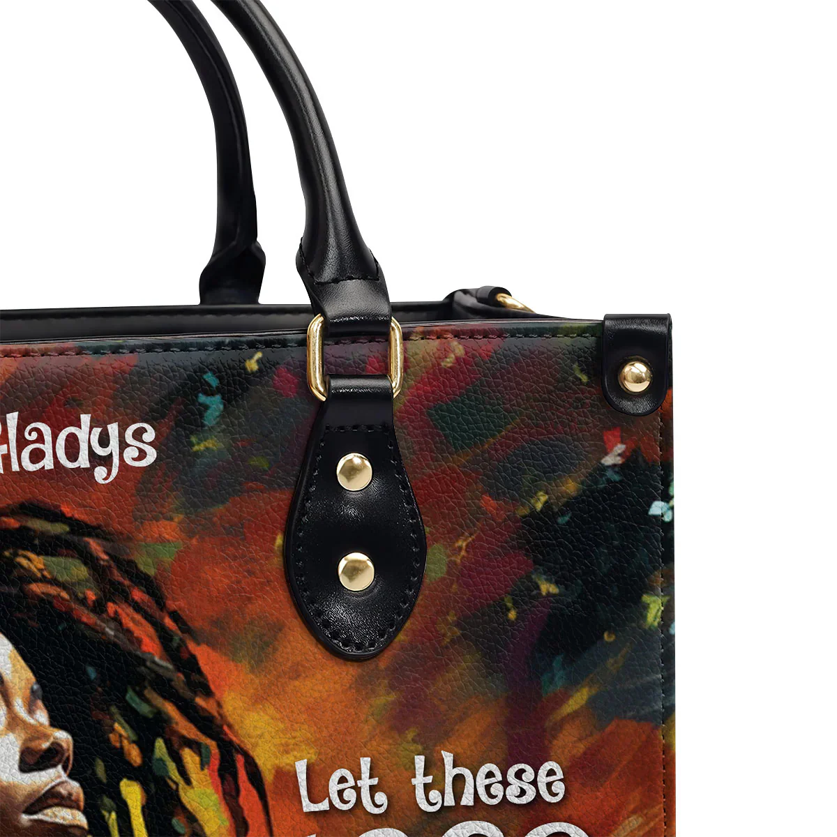 Powerful Afro Art Gladys’s Locs Tote - Afrocentric Personalized Leather Handbag - Gift For Black Women | HD95 - Image 5