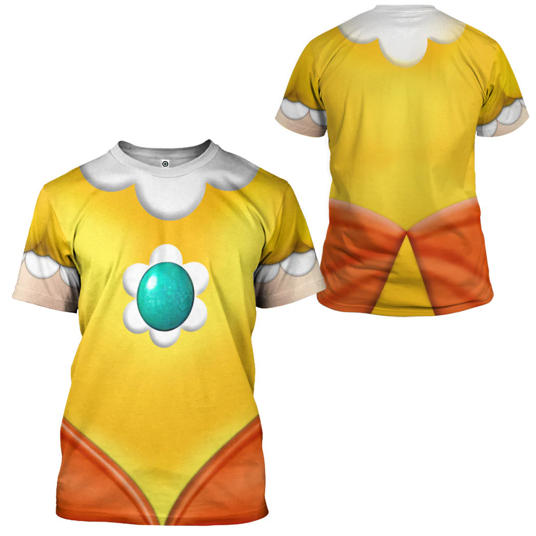 Princess Daisy Mario Costume Cosplay T-Shirt 3D - Image 2