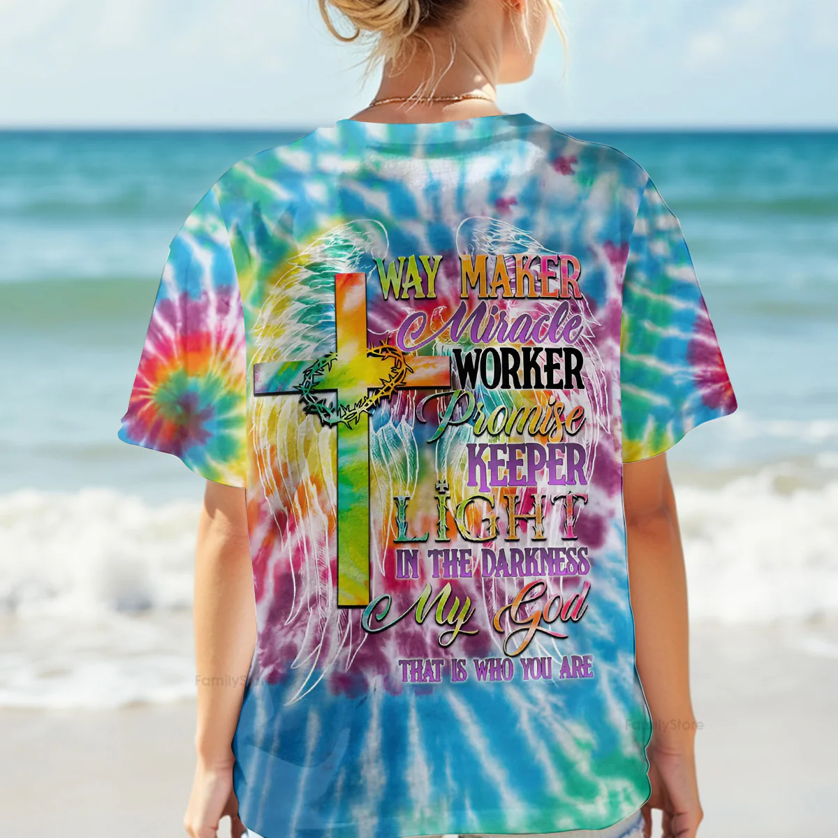 Promise Keeper Light In The Darkness Tie Dye Women's All Over Print Shirt - td2606232 - Image 2