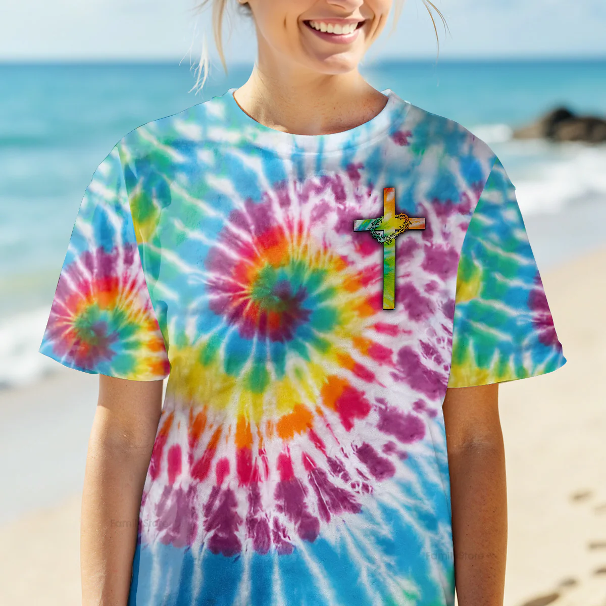 Promise Keeper Light In The Darkness Tie Dye Women's All Over Print Shirt - td2606232 - Image 5