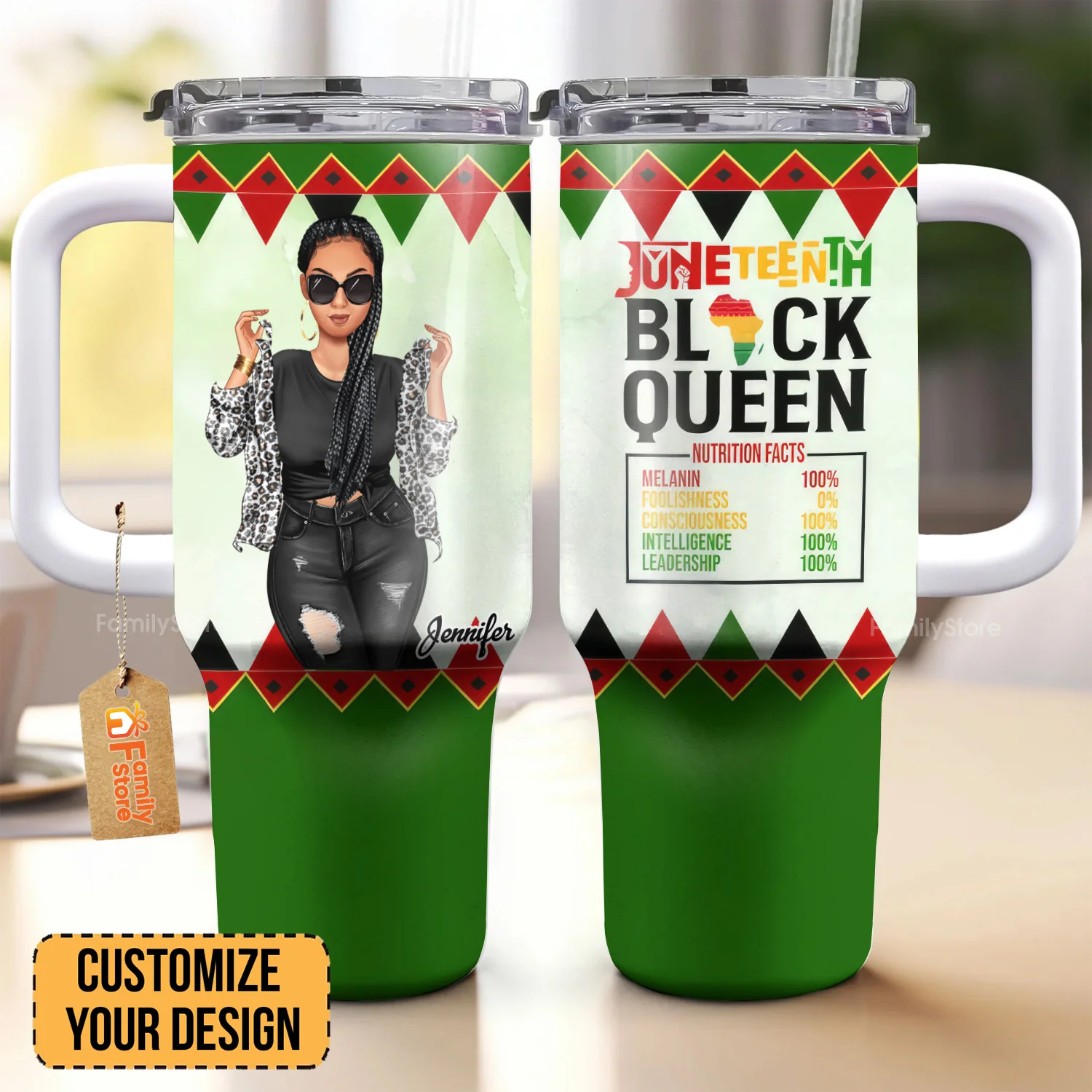 Proud African American Black Queen - Personalized Drink Tumbler - Gift For Juneteenth Black Women, Mom | GR3 - Image 2