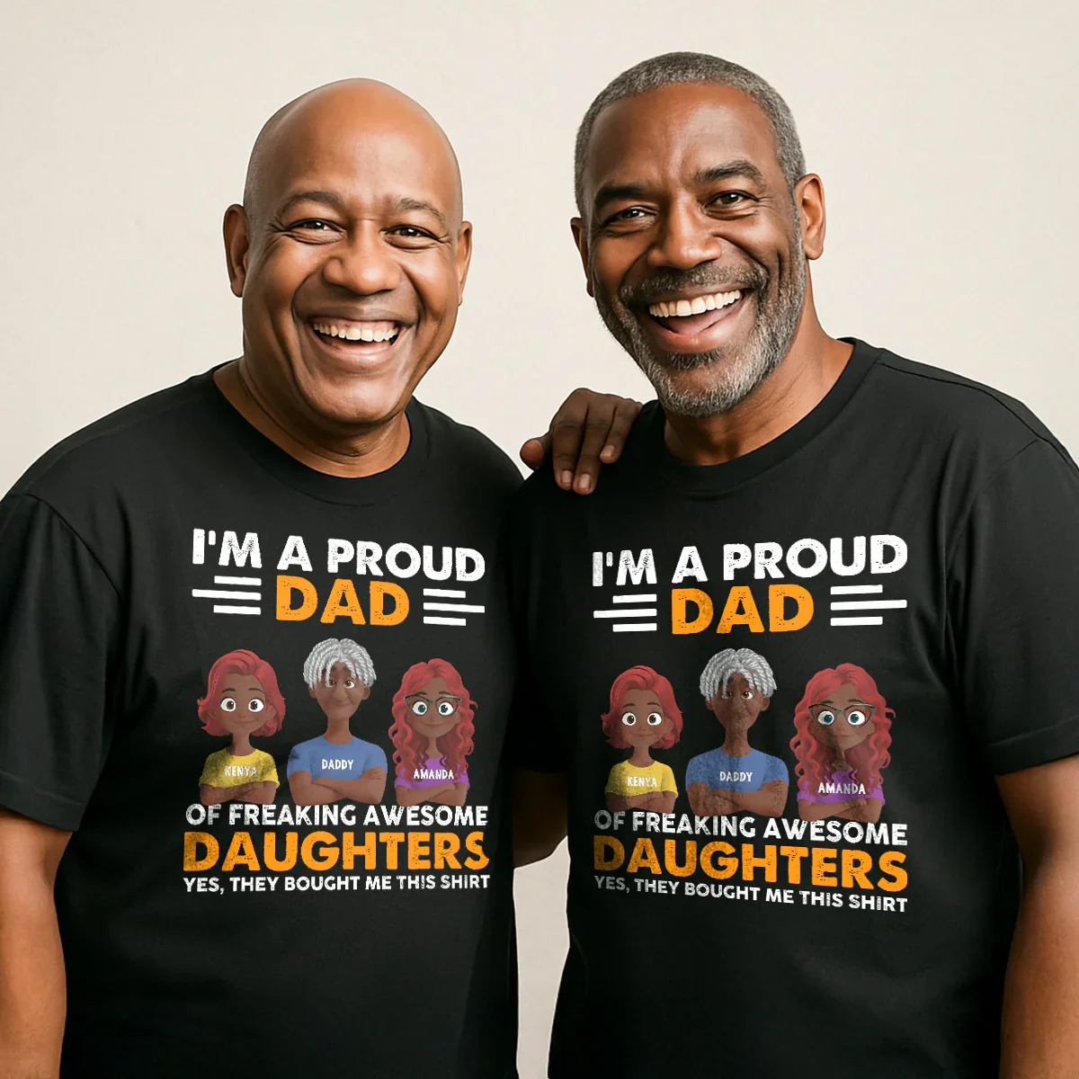 Proud Dad of Freaking Awesome Daughters - Custom Name Tee - Funny Gift For Dad, Father's Day | GR29 HD95 - Image 2