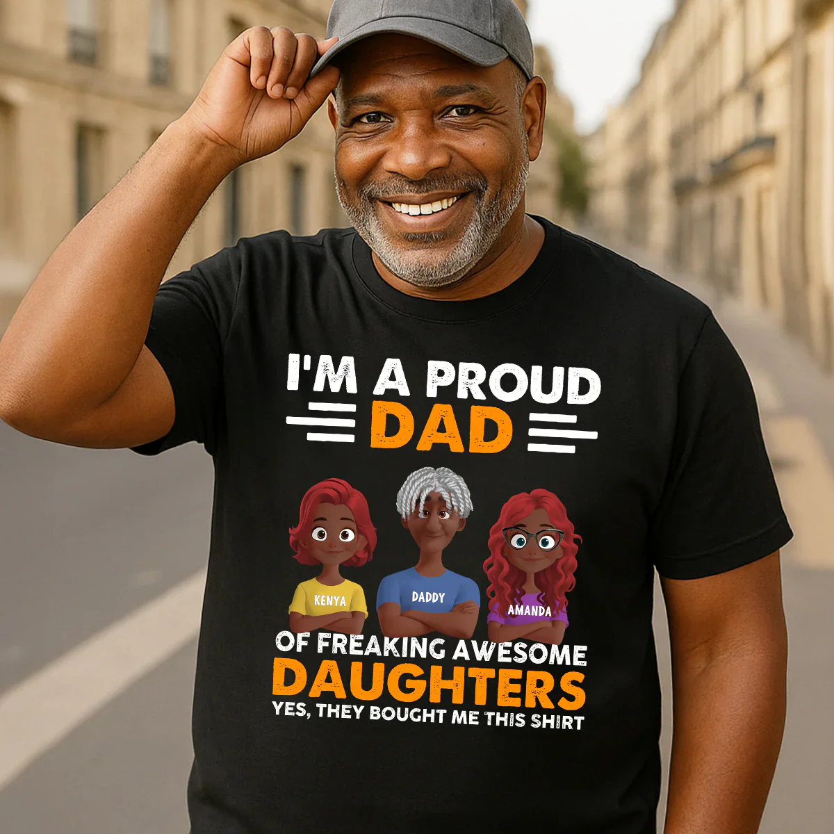 Proud Dad of Freaking Awesome Daughters - Custom Name Tee - Funny Gift For Dad, Father's Day | GR29 HD95 - Image 3
