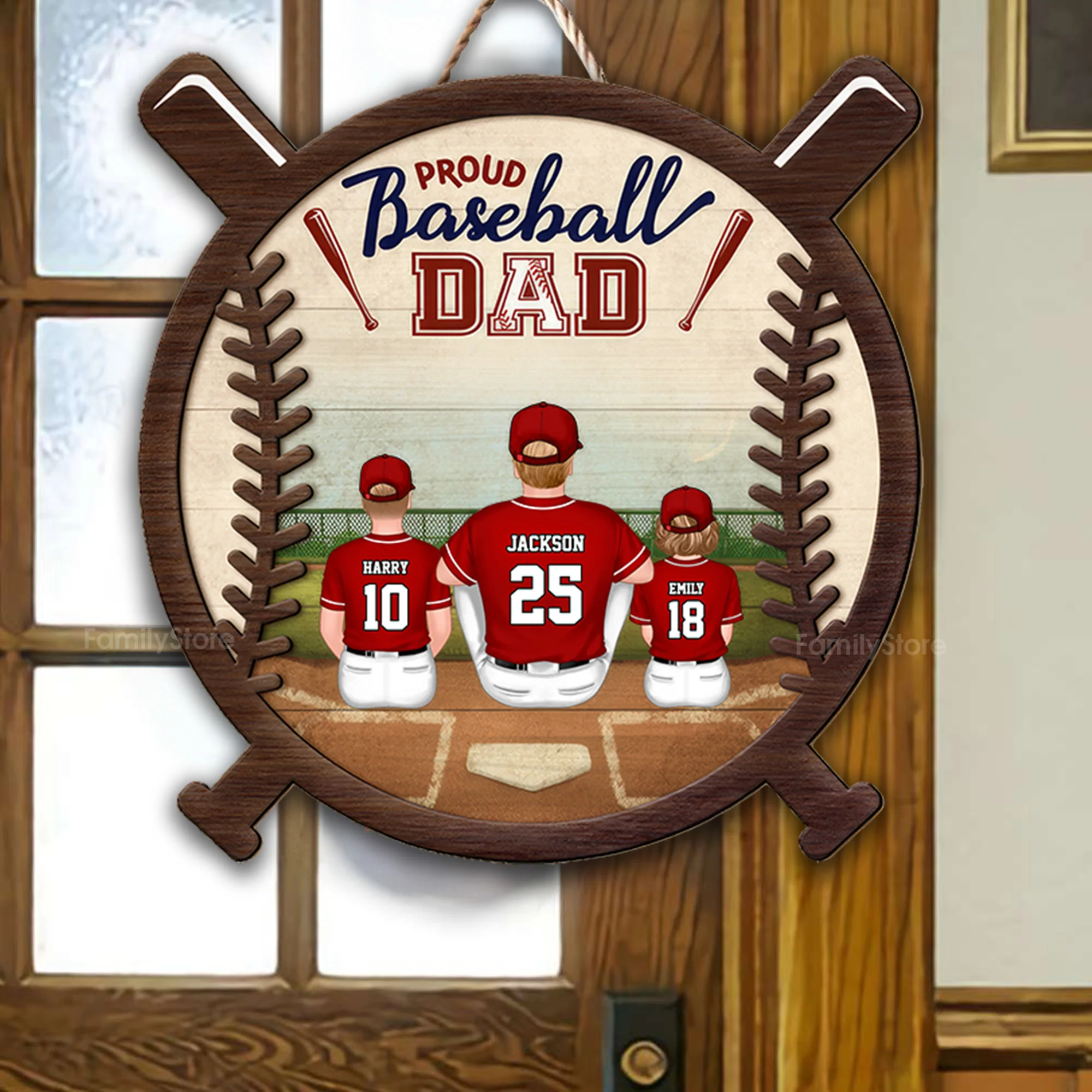 Proud Of You Daddy - Gift For Dad, Baseball Lovers - Personalized Custom Shaped Wood Sign - SPCL01 NA94 - Image 2