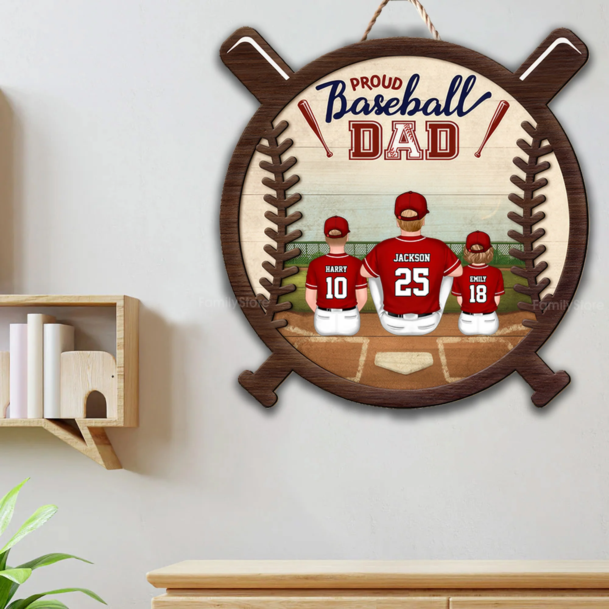 Proud Of You Daddy - Gift For Dad, Baseball Lovers - Personalized Custom Shaped Wood Sign - SPCL01 NA94 - Image 3