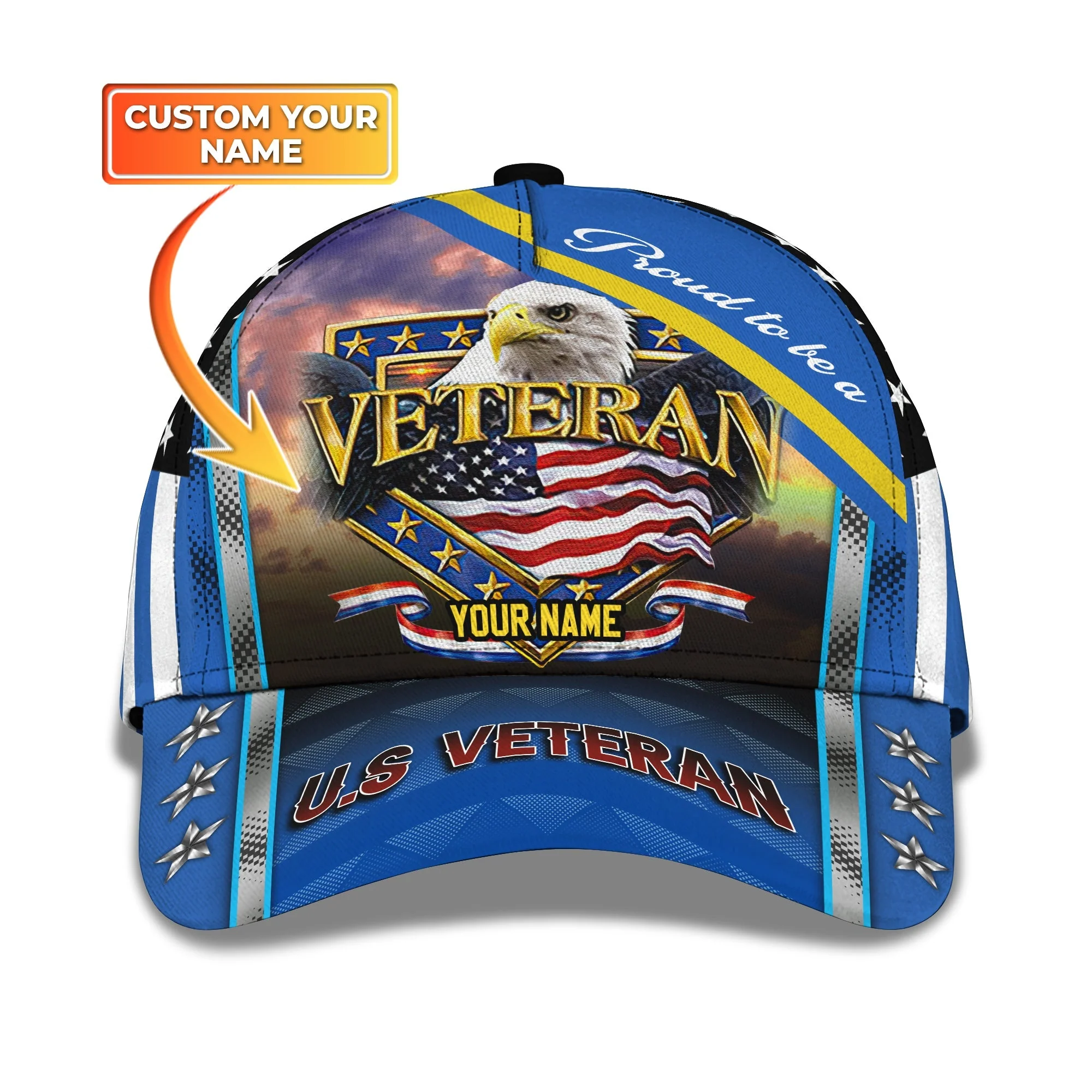 Proud To Be A Veteran Eagle American Flag - Personalized Classic Cap - Patriotic Gift For Veterans | HN02