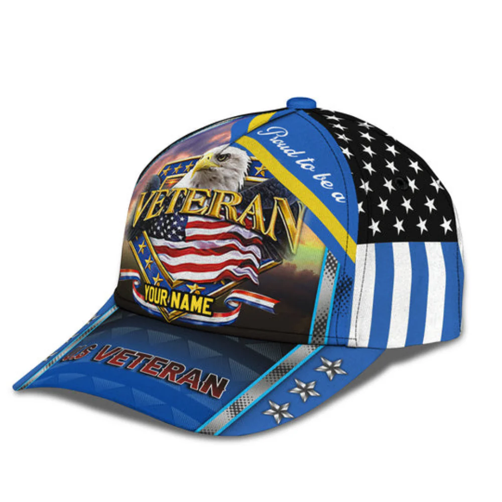 Proud To Be A Veteran Eagle American Flag - Personalized Classic Cap - Patriotic Gift For Veterans | HN02 - Image 3