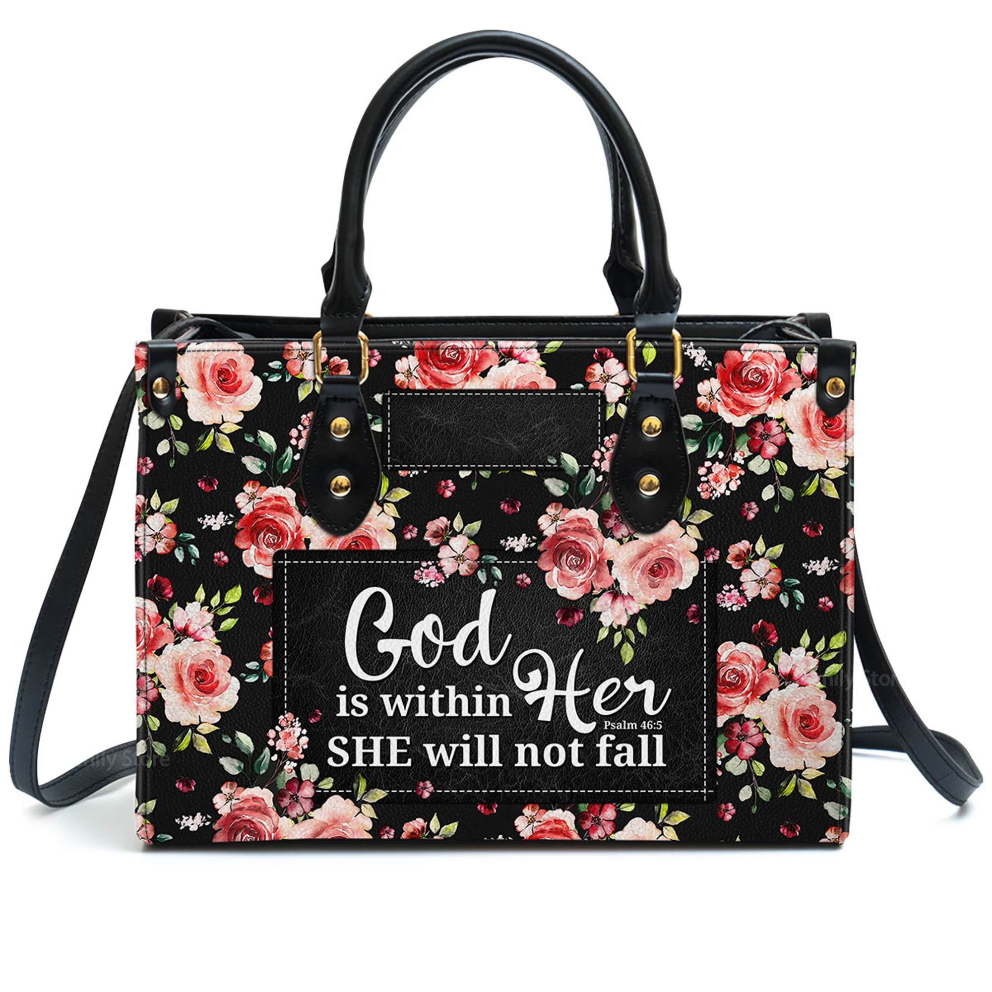 Psalm 465 God Is Within Her, She Will Not Fall - Awesome Personalized Leather Handbag - AT4081315 - Image 2