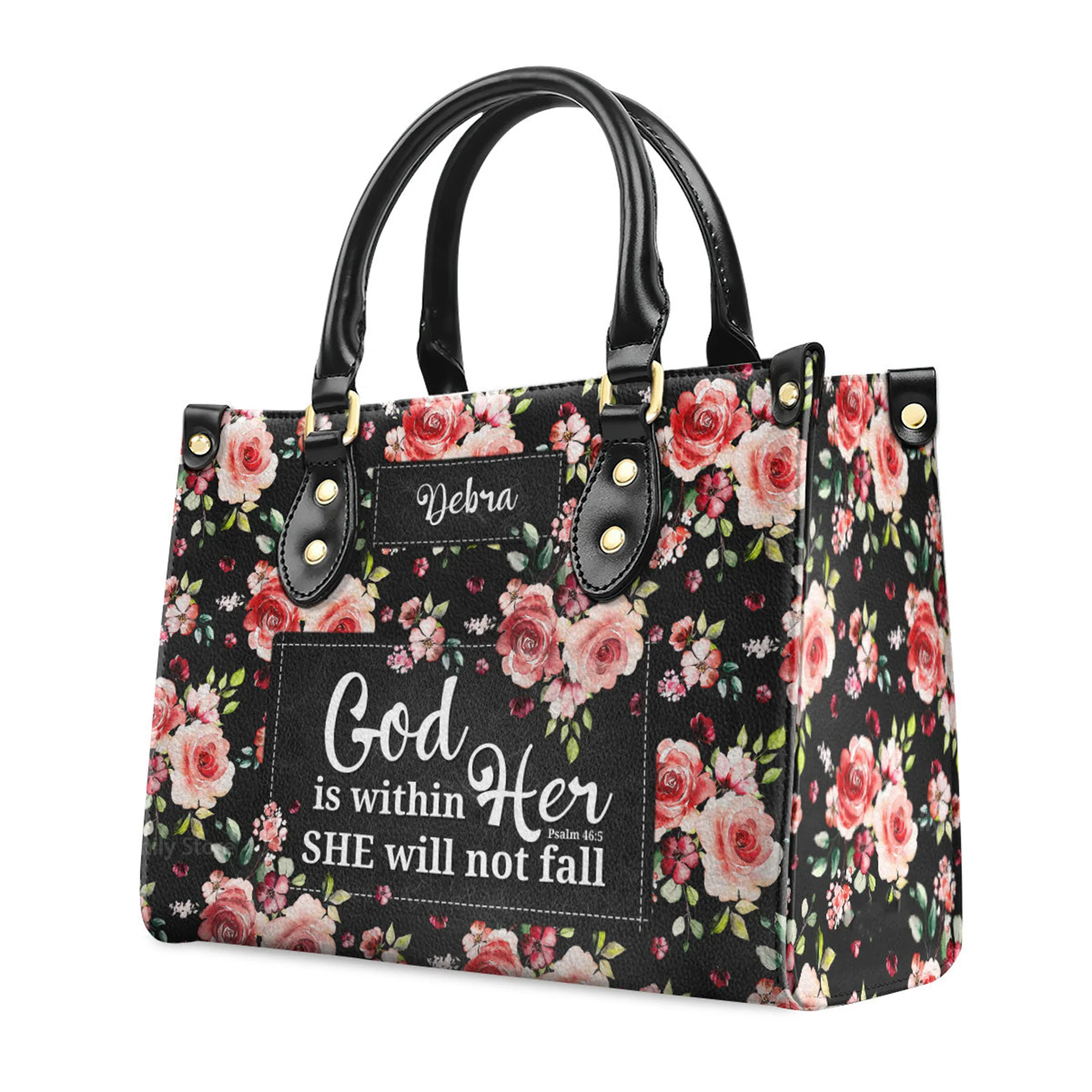 Psalm 465 God Is Within Her, She Will Not Fall - Awesome Personalized Leather Handbag - AT4081315 - Image 3