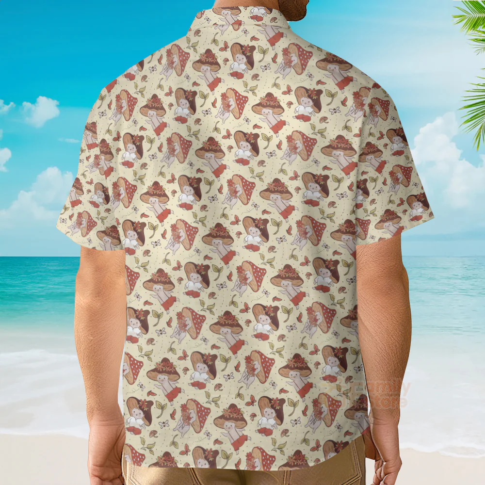 Psychedelic mushrooms, Mushroom pattern shirt, Cute Mushroom Shirt - Image 5