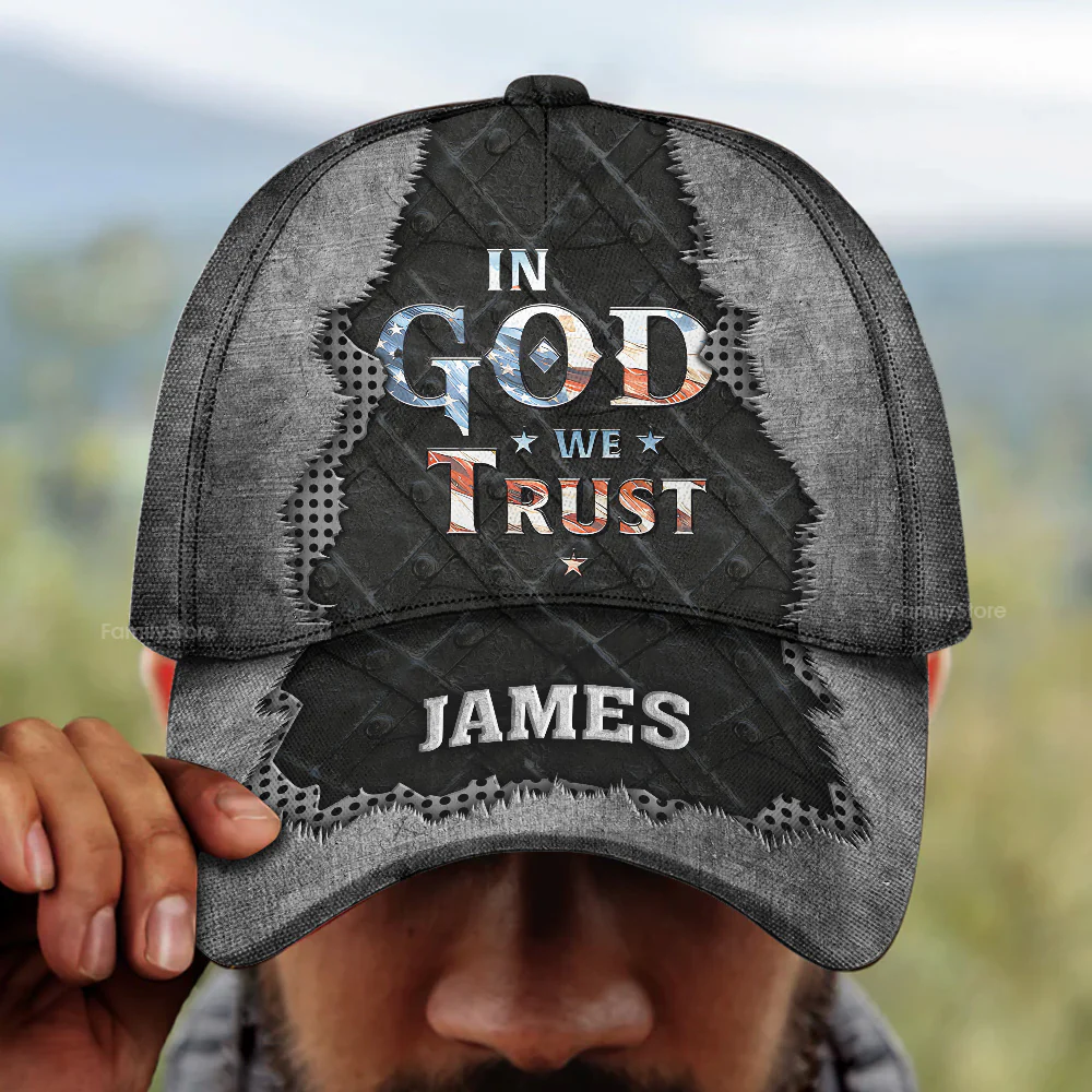 PT In God We Trust Flag 4th July - Personalized Classic Cap - Gift For Him, Dad, Grandpa | Custom Name