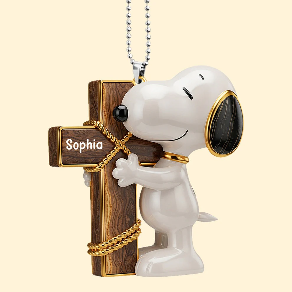 Puppy Cross - Personalized Car Hanging Ornament - Gift For Christians NL122 - Image 4