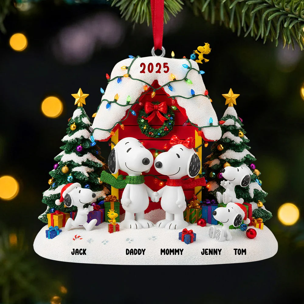Puppy Family Christmas Together - Personalized Acrylic Ornament - Christmas Gifts For Family NL122