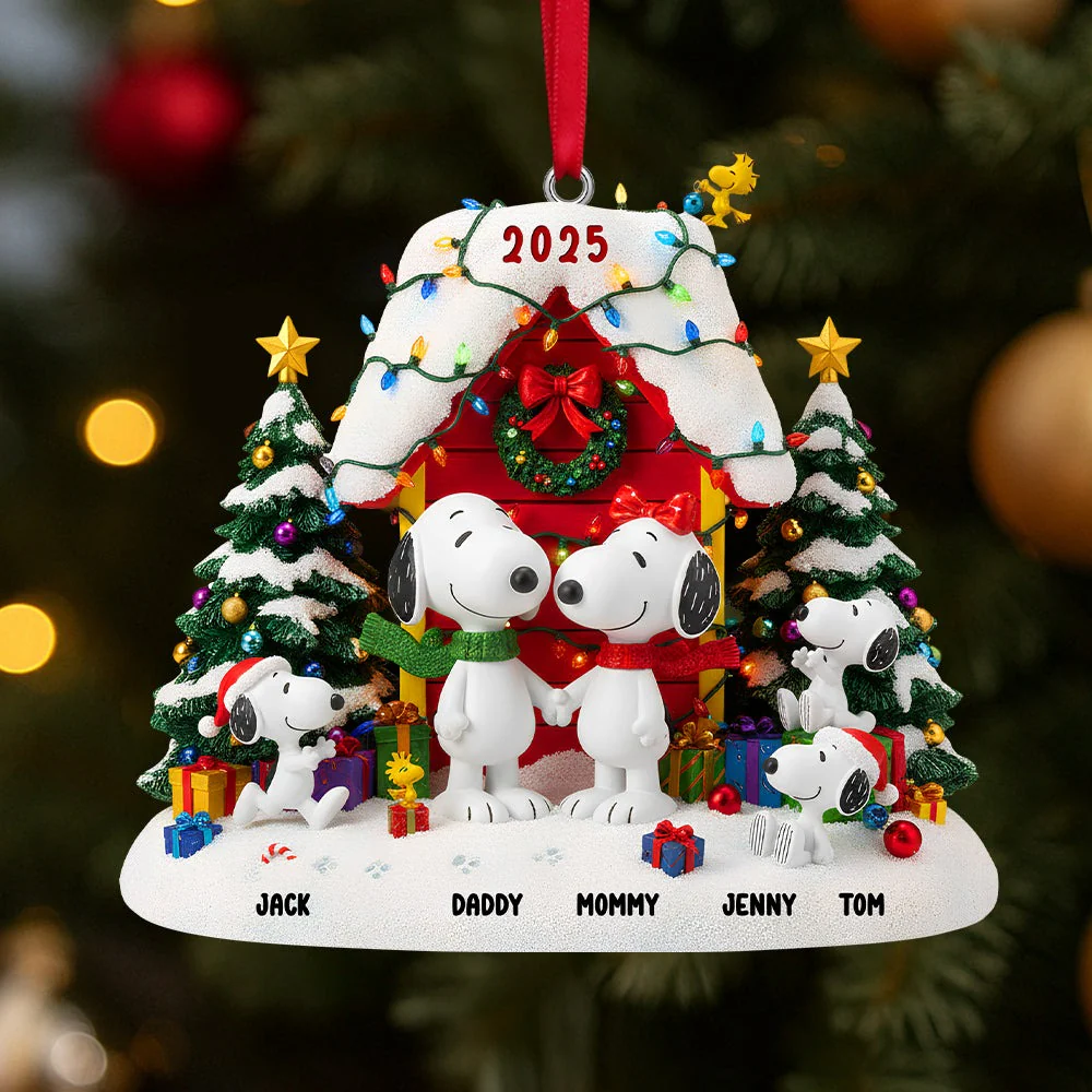 Puppy Family Christmas Together - Personalized Acrylic Ornament - Christmas Gifts For Family NL122 - Image 2