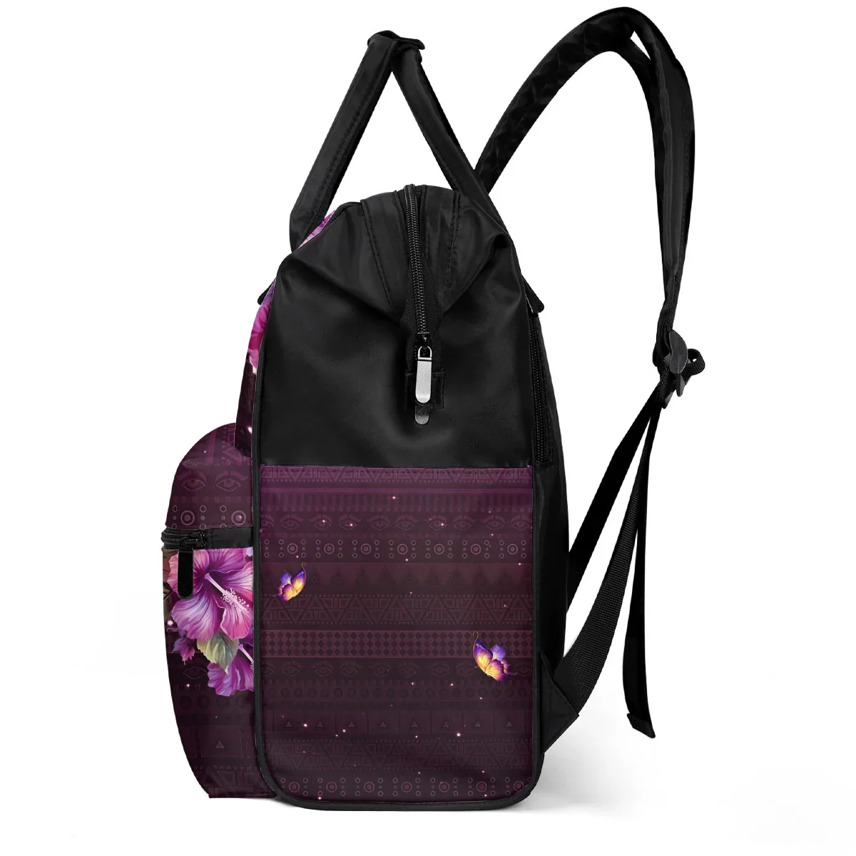 Purple Floral Black Queen - Personalized Duckbilled Backpack - Gift for Black Women | HD95 - Image 2