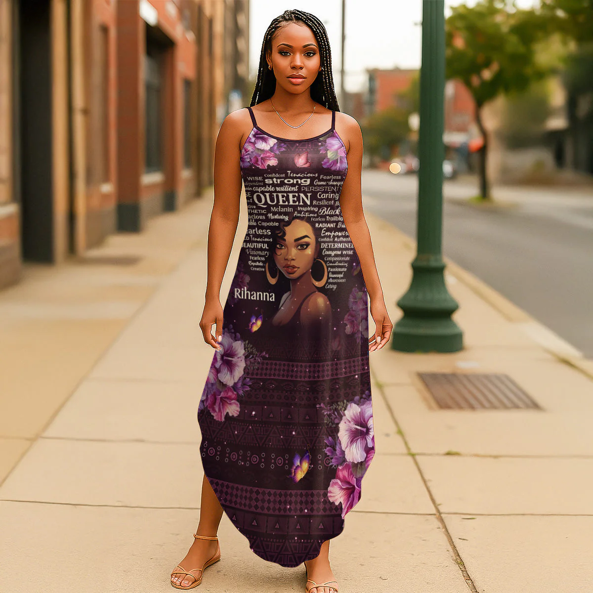 Purple Floral Black Queen - Personalized Maxi Dress - Gift For Women HD95 - Image 3
