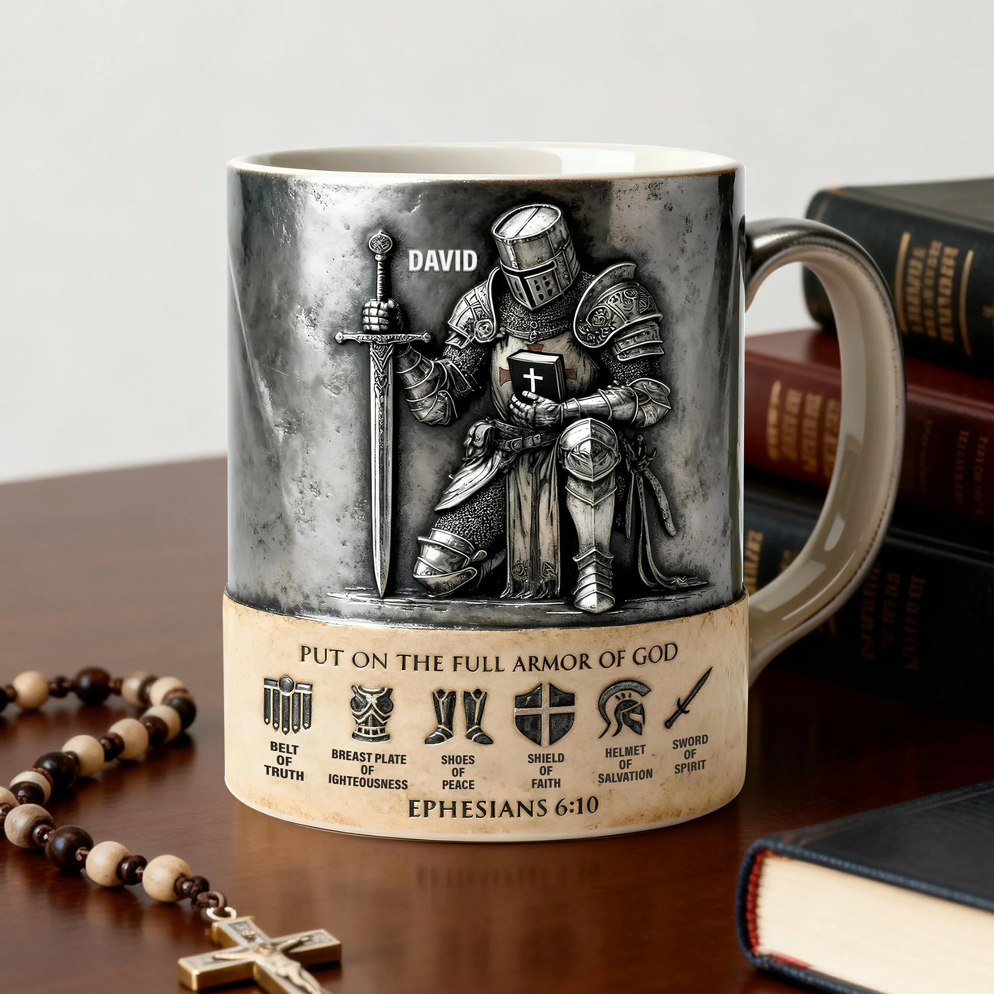 Put On The Full Amor Of God - Personalized White Edge-to-Edge Mug - Gift For Christians | NL122 - Image 2