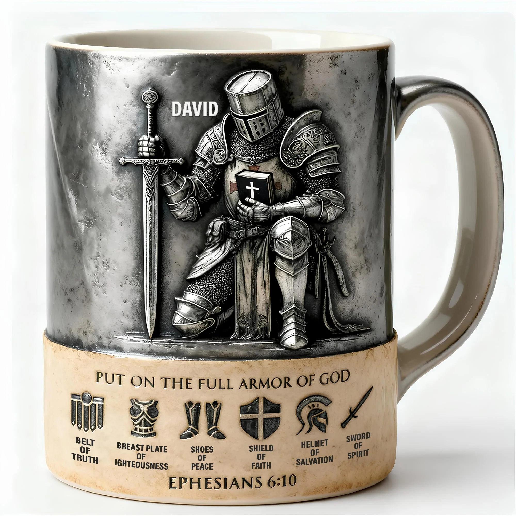 Put On The Full Amor Of God - Personalized White Edge-to-Edge Mug - Gift For Christians | NL122 - Image 4