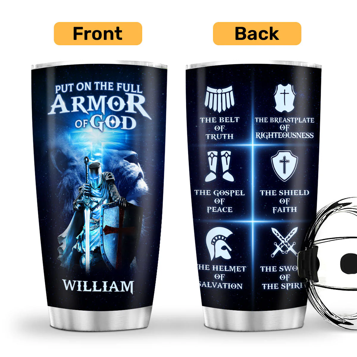 Put On The Full Armor Of God - Personalized Stainless Steel Tumbler TD118 - Image 2