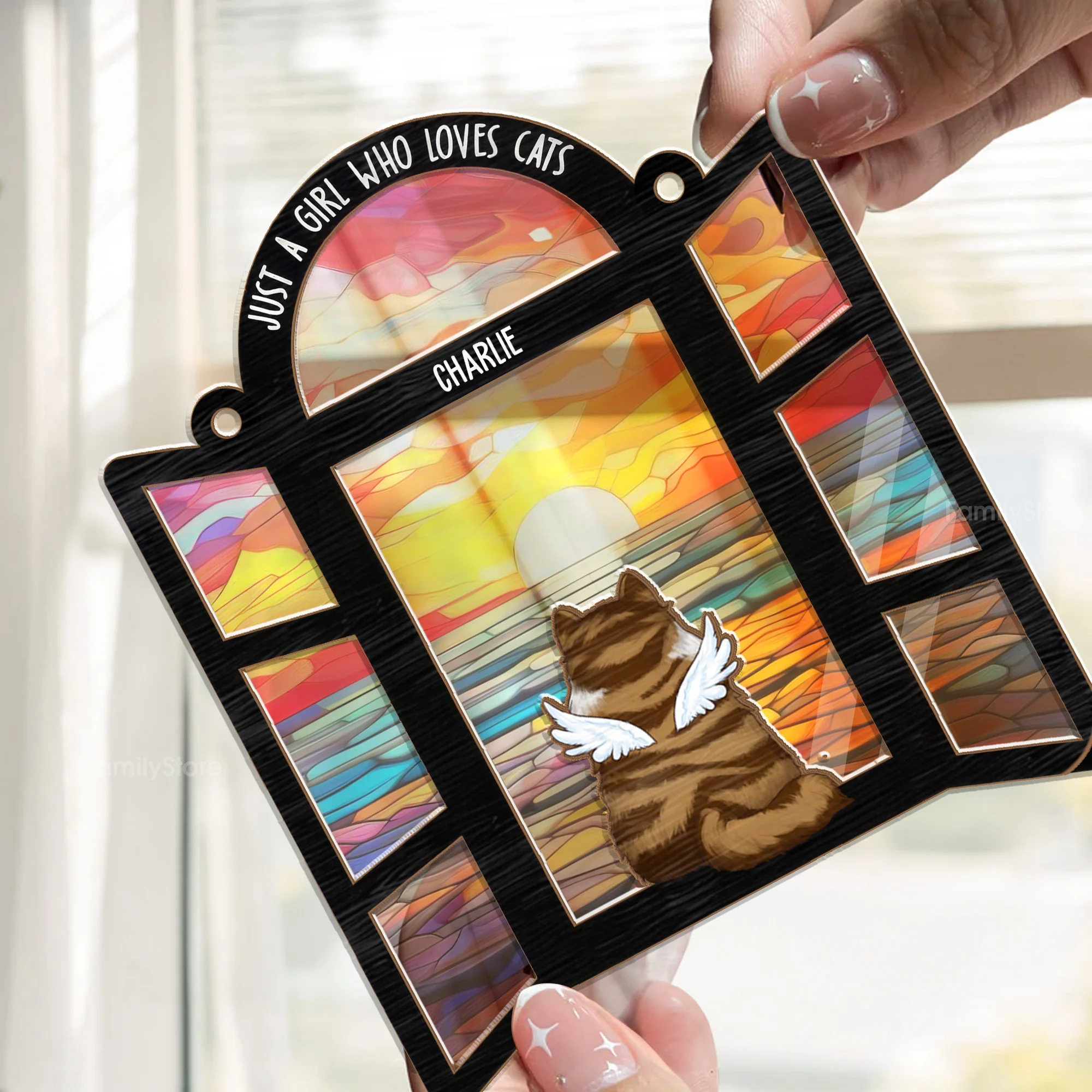 Rainbow Cat See Heaven - Memorial Gift For Pet Lovers - Personalized Window Hanging Window Hanging Suncatcher Ornament - CLP06 NA94 - Image 2