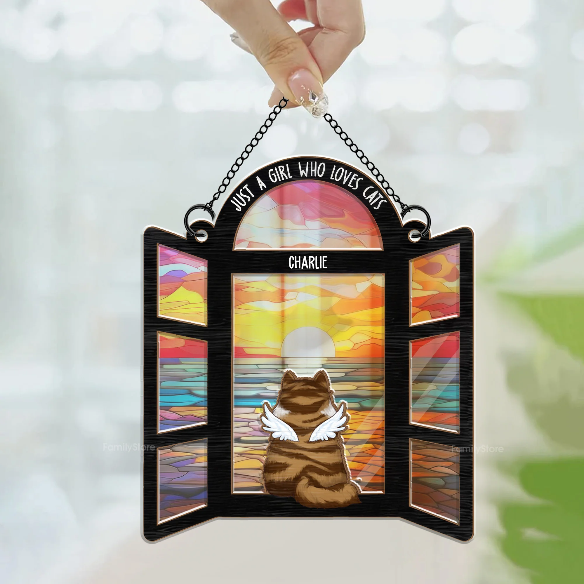 Rainbow Cat See Heaven - Memorial Gift For Pet Lovers - Personalized Window Hanging Window Hanging Suncatcher Ornament - CLP06 NA94 - Image 3