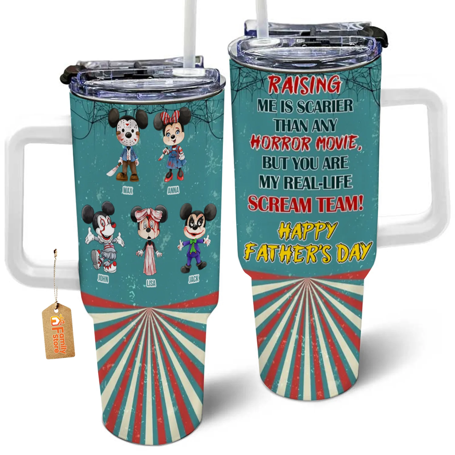 Raising Us Is Scary Than Any Horror Movie - Gift For Mom And Dad - Personalized 40oz Tumbler Cup With Straw - CL15 NA94 - Image 4