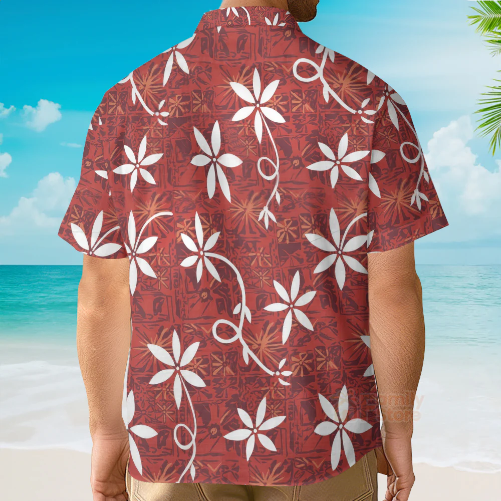 Rare Elvis Presley Replica Shaheen Tiare Tapa Hawaiian Shirt - Image 4